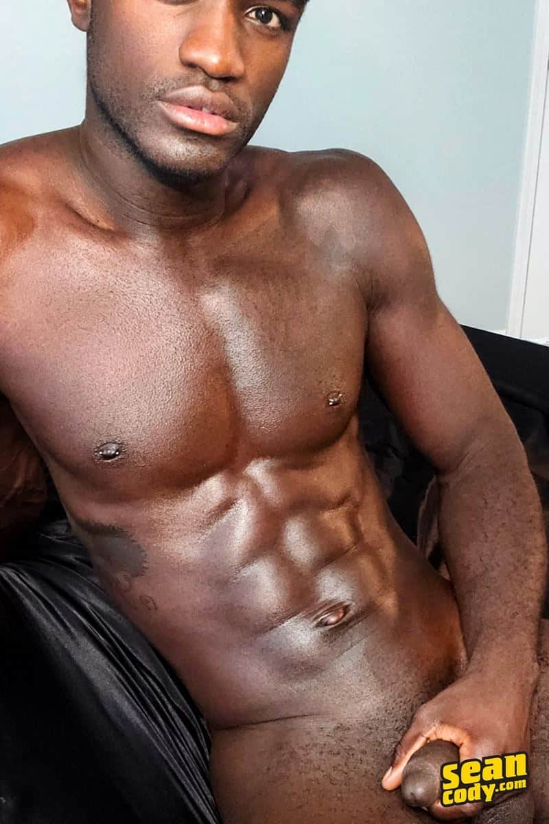 Sexy ebony muscle stud Sean Cody Max strips naked tight jeans shorts stroking huge cum shot 013 gay porn pics - Sexy ebony muscle stud Sean Cody Max strips out of his tight jeans shorts stroking out a huge cum shot